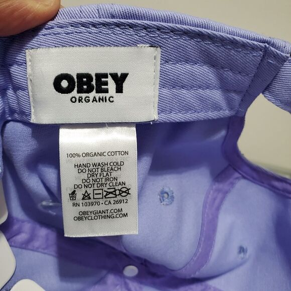 Obey Bold Label Organic Mens 6 Panel Strapback Digital Violet NWT - Picture 9 of 9